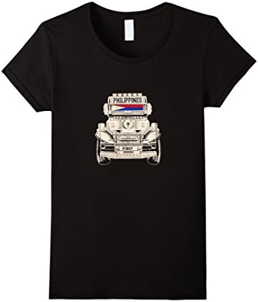 Women's Filipino Jeepney T-Shirt Pinoy Philippines Flag Pride Tee XL Black