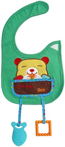 Bear Animal Style Waterproof Baby Bibs With Teether Toy Burp Cloths Saliva Towel