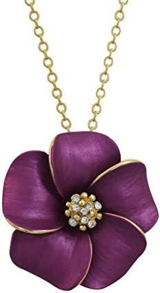 Plumeria Purple Satin Choker Necklace Pendent, with Gold Plated Necklace and Trim.