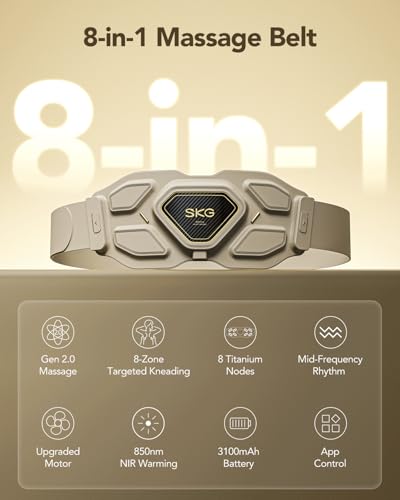 SKG W9 Ultra 2.0 Lower Back Massager for Strain Relief Deep Tissue FSA | HSA Adjustable Cordless Heating Pad Infrared Vibrating Back Massager with Titanium Massage Head