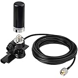 Bingfu VHF UHF 136-174MHz 400-470MHz CB Radio Antenna,Vehicle Car SUV Truck CB Radio Ham Radio Amateur Radio Transceiver Antenna with Lip Mount Fixed Bracket UHF PL-259 Male 5m/16.5 feet RG58 Cable