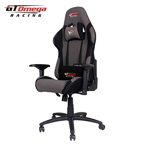 GT-Omega-Pro-Racing-Sedia-da-ufficio-in-tessuto-colore-grigio-e-nero
