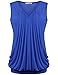 Messic Womens V Neck Sleeveless Pleated Front Tunic Top Blouse (X-Large, Dark Blue)