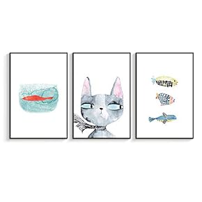 Framed for Living Room Bedroom Golden Fish Cat...