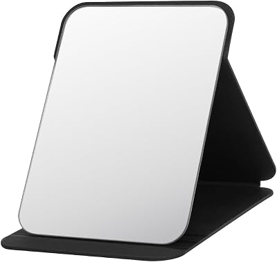 OSDUE Folding Tabletop Mirror 20.5x15.5 Black PU Leather Portable Vanity