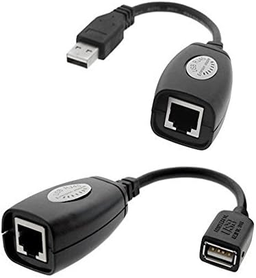 USB (Male)To RJ45 + USB (Female) USB over Cat5/5e/6 Extension Adapter RJ45 -Up to 150ft Length