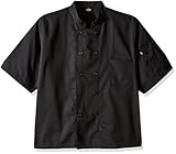 Dickies Chef Classic 10 Button Short-Sleeve Coat, Black, 5X-Large