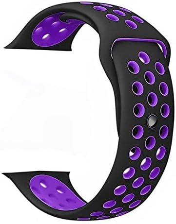 For Apple Watch 42mm Sport Band, ZONEYILA Soft Silicone Quick Release Replacement Strap for Apple Watch Series 1 / Series 2 / Series 3,iWatch Nike+ (Black/Purple 42mm M/L)