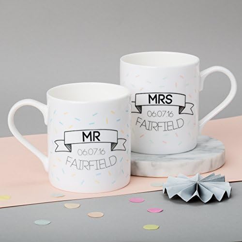 Personalized Pair Of Wedding Banner Mugs