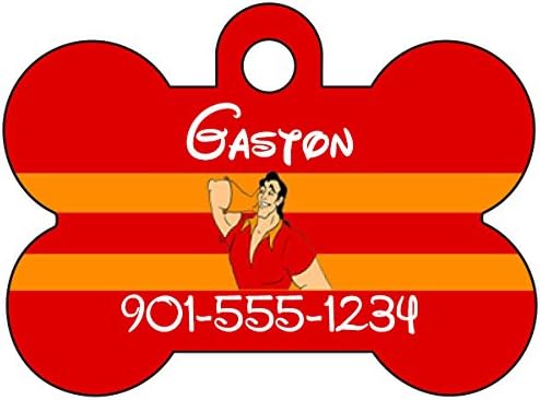 Gaston Beauty and The Beast Pet Id Tag for Dogs & Cats Personalized w/ Name & Number