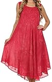 Sakkas 515DNew - Mariko Stonewashed Caftan Dress/Cover up - Raspberry - One Size Regular