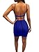 TOB Women's Sexy Patchwork Backless Spaghetti Strap Bodycon Club Mini Dress Royal Blue