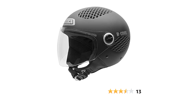 Amazon.es: NZI 150243G093 B-Cool Matt Black Casco de Moto, Color Goma Negro