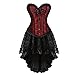 frawirshau Gothic Vintage Lace up Corset Moulin Rouge Showgirl Clubwear Fancy Dress 2XL