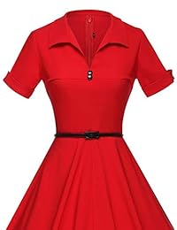 GownTown - Vestido de mujer estilo años 50, elástico, color rojo