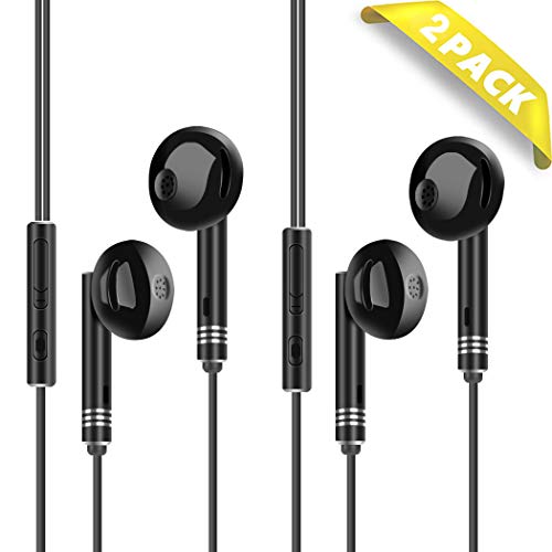 Wired Earbuds with Microphone and Volume Control – in Ear Headphones Wired Earbuds – Earphones with Microphone Mic Extra Bass – Compatible with Apple iPhone Ipad Samsung Galaxy Sony 3.5mm