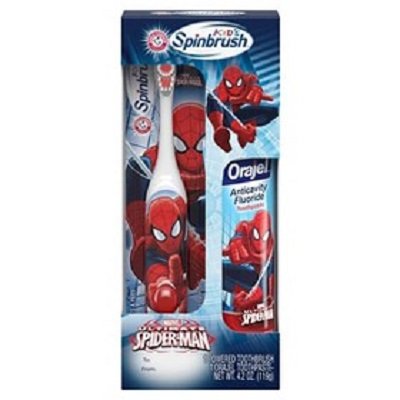 Spider-Man Spinbrush Battery Powered Toothbrush Plus 4.2 oz. Orajel Toothpaste
