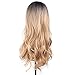 Superwigy Long Curly Synthetic 2 Tone Ombre Black Root to Honey Blonde Wigs for Women