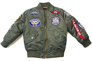 Norman Dragon Patch Embroidered Nylon MA-1 Baby Kids Bomber Flight Jacket Winter Padded Thick Coat for Boys Girls