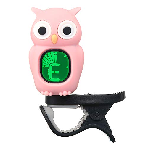 SWIFF Guitar Tuner Clip-On with Bright LCD Display for All String Instruments with Bass, Ukulele,Violin Accessories (Owl Pink) - Thumbnail 7