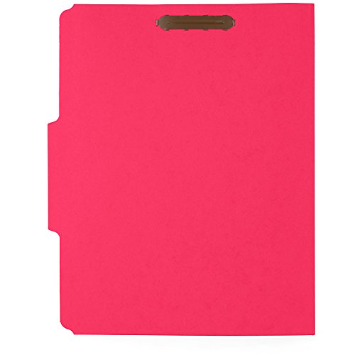 50 Red Fastener File Folders - 1/3 Cut Reinforced Assorted Tab - Durable 2 Prongs Designed to Organize Standard Medical Files, Law Client Files, Office Reports - Letter Size, Red, 50 Pack