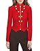 Hybrid & Company Women's Fashion Military Crop Premium Ultra Stretch Gold/Sliver Millennium Zipper Up Dressy Blazer Jacket KJK1125X RED 2X