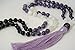 OKIKO 108 Mala Beads Necklace Ametyst/Moonstone Chakra Boho Statement Long Chain Tassel Meditation