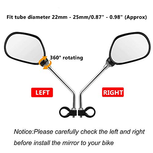Yizhet Bike Mirror, 1 Pair Bicycle Rearview Mirrors, Mountain Bike Handlebar Mirror, Adjustable Rotatable Handlebar Glass Mirror, Safe 360 Rotation Rearview Mirror Mountain Bike Motorcycle - Thumbnail 6