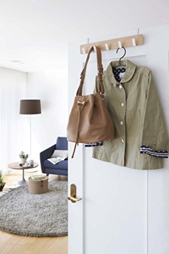 YAMAZAKI home Ply Horizontal Over The Door 5 Hooks, Beige
