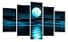 Ode-Rin Art - 100% Hand Painted Oil Painting on Canvas Blue Skyline Sea White Full Moon Night Wood Framed Landscape Wall Art Painting Abstract Home Decoration, Ready to Hang