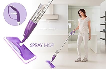 Nevil Floor Mop with Removable Washable Cleaning Pad and Integrated Water Spray Mechanism (Random Color)