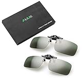 AUUS [2-Pack] Clip on Sunglasses Flip Up Polarized Sunglasses Anti-Blue Ray Glare Eyeglass Frameless Rectangle lens UV400 for Driving Fishing Cycling Walking Outdoor(Green)