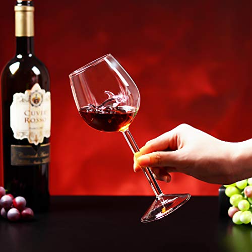 JGLASSMALL 2 Packs Shark Wine Glass Goblets - Fun Novelty Bar Gift for Wine Lovers Fancy Party Glasses