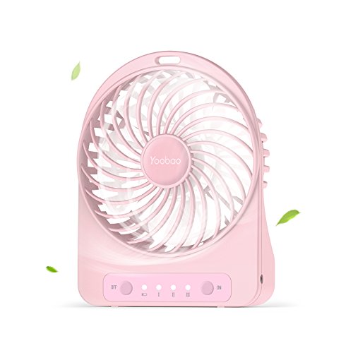 Yoobao F01 3300mAh Rechargeable Battery Powered Fan Mini Portable USB Fan Table Desktop Personal Fan for Home and Office Cooling, Traveling Camping Handheld Fan with Flashlight (3 Speeds) - White
