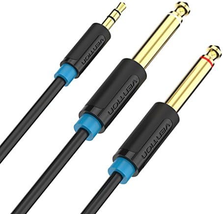 EVNSIX 6FT 1/8" 3.5mm Male TRS to Dual 1/4"(2x6.35mm) Male TS Mono Y-Cable Splitter Cord for Apple iPhone,Guitar, Laptop, Amplifier, Microphone