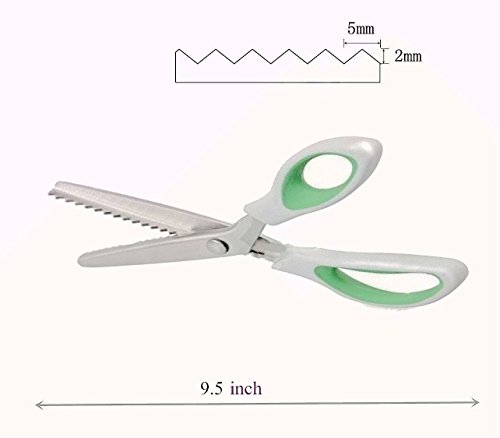 JISTL pinking shears Comfort Grips Professional Dressmaking Pinking Shears Crafts Zig Zag Cut Scissors Sewing Scissors，Professional Handheld Dressmaking (Green) - Thumbnail 4