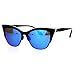 SA106 Womens High Point Squared Half Rim Look Cat Eye Sunglasses Black Blue