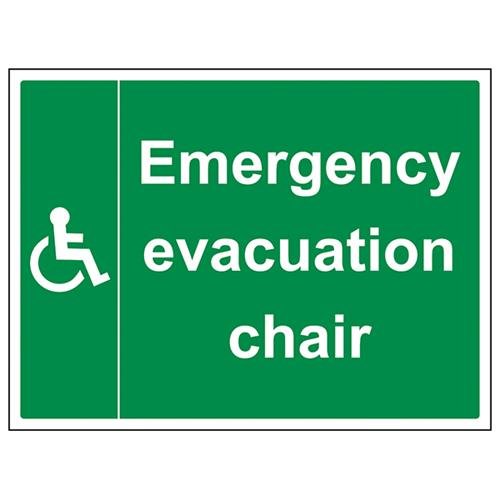 V Safety Emergency Evacuation Chair Sign - 400mm x 300mm - Self Adhesive Vinyl