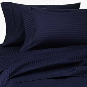 Amazon.com: Dark Blue (Navy) Stripe Full Size Bed Sheet ...
