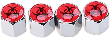 Possbay Biohazard Metal Chrome Dust Caps Tyre Valve Caps, Set of 4