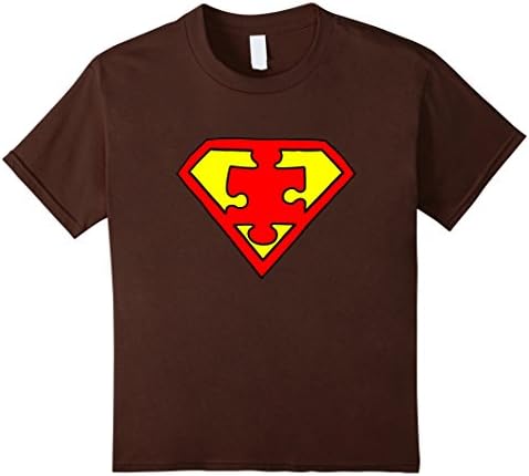Kids Super Autism Superhero Man Jigsaw Puzzle Hero T-Shirt 4 Brown