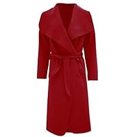 Hi Fashionz Girls Ladies Women Long Waterfall Italian Duster Belted Coat Jacket Drape (Wine)