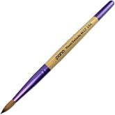 Pana Acrylic Nail Brush Pure Kolinsky Hair Beige Purple Wood Handle with Purple Ferrule Round Shaped Style (Size # 6)