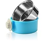 Joyoldelf Dog Bowl Feeder Pet Puppy Food Water Bowl, 2-in-1 Plastic Bowl & Stainless Steel Bowl, Mountable Cat/Rabbit/Bird/Hamster/Shitzu/Ferret Food Basin Dish Perfect for Crates