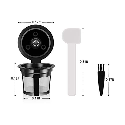 Reusable K Cups For Keurig 2.0 and 1.0 Brewers, Refillable K Cups for Keurig, Reusable Coffee Pods Keurig Coffee Filters 4pcs with Coffee Brush and Spoon, Eco Friendly (Set of 6pcs)