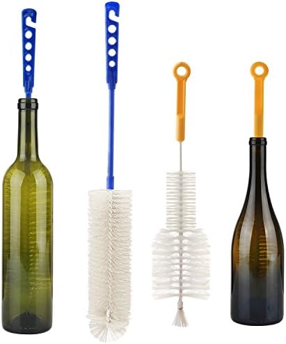 2 PCS Bottle Brush,Innovative 18 inch Long Cleaner &amp; Original Bottle Shoulder Brush for Washing Beer, Wine, Kombucha, Decanter, Narrow Neck Brewing Bottles (WHITE)