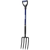 WIKER Pitchfork,Pitchforks for Gardening Digging Composting Spading,4Tines Garden Fork witn Fiberglass Handle,43 Inches