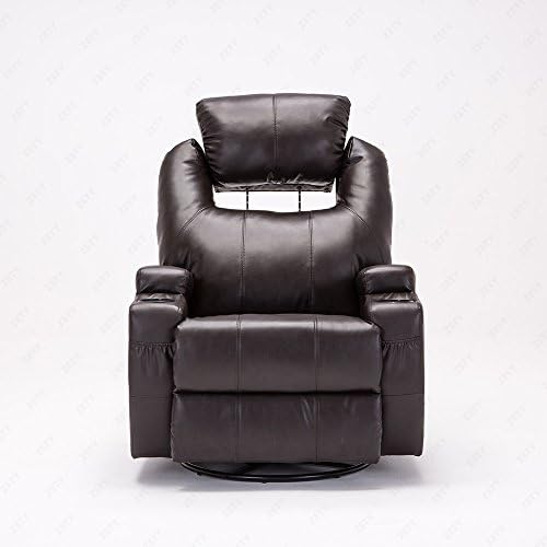 RECLINER GENIUS Swivel Massage Recliner Headrest Adjustable Chair Brown