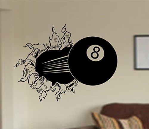 Eight Ball Bursting Ripping Thru Wall Vinyl Wall Decal Sticker Art Sports Kid Children Ball Nursery Boy Teen