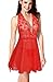 COSWE Moonight Plus Size Lace Top Babydoll Lingerie for Women (4XL, Red)